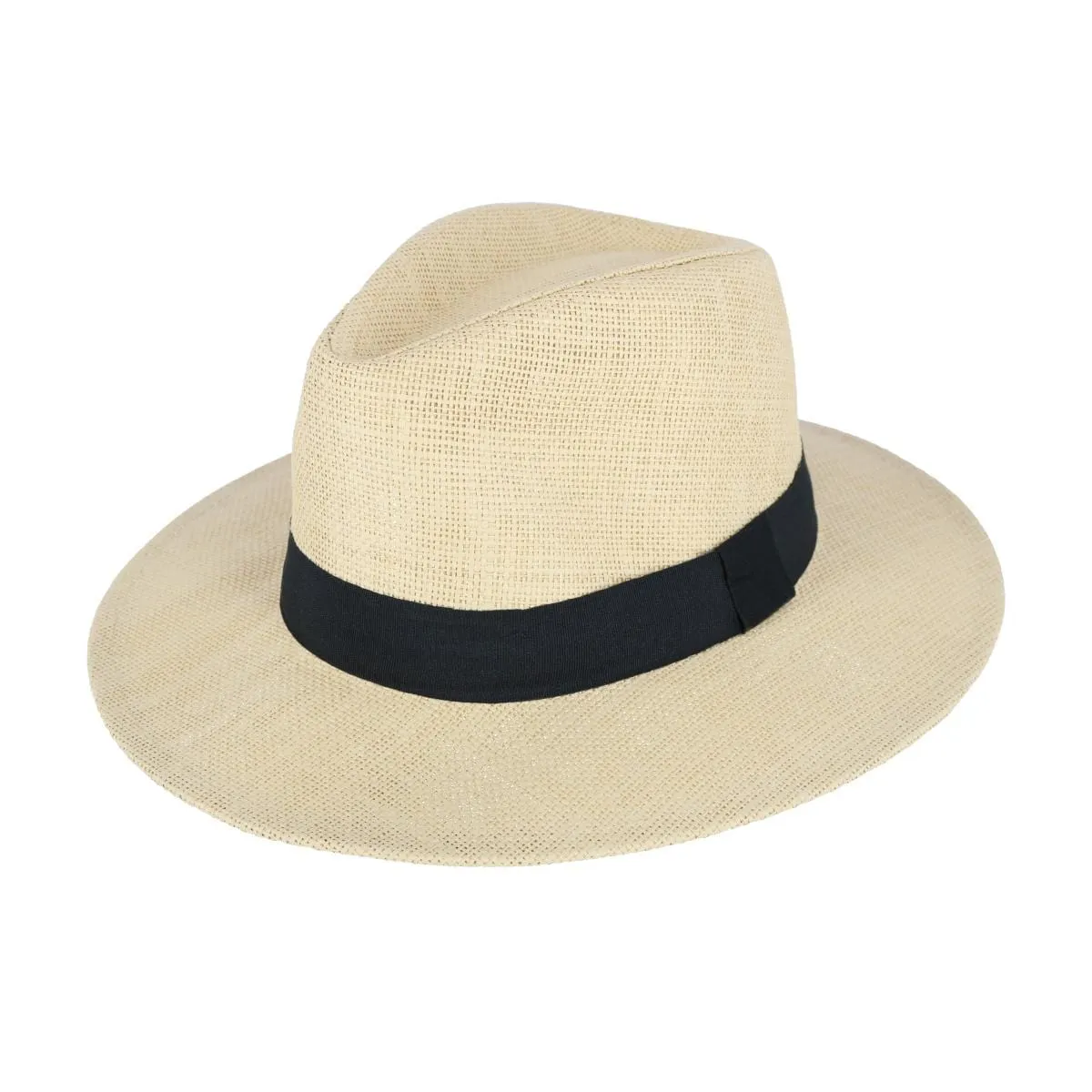 CTM® Men's Flat Brim Straw Fedora Hat