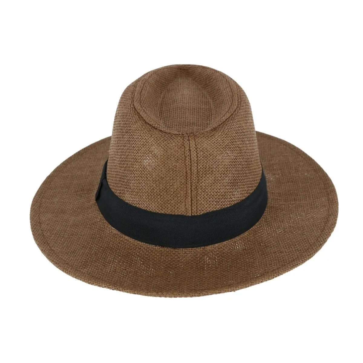 CTM® Men's Flat Brim Straw Fedora Hat