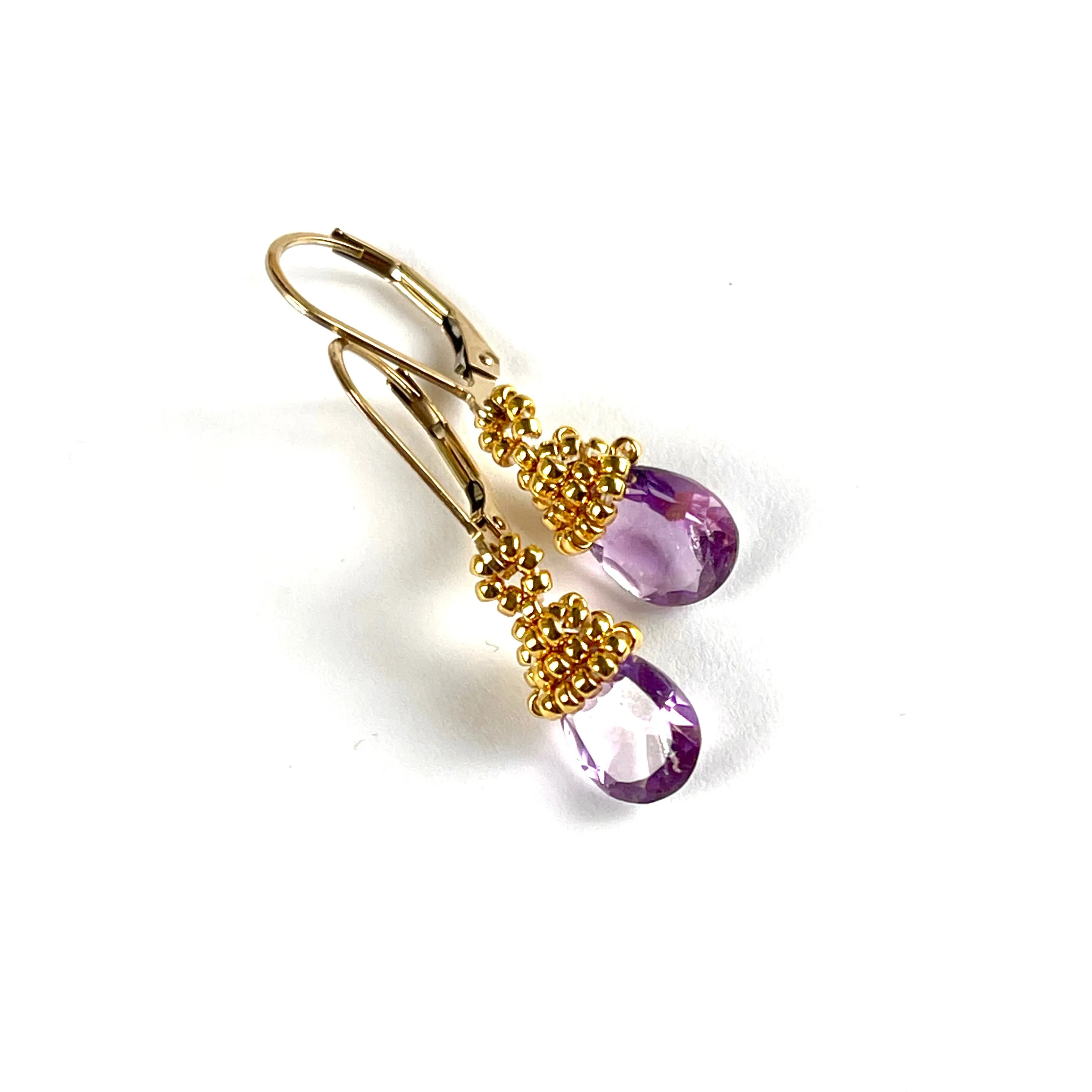 Dainty Light Amethyst Teardrop Earrings