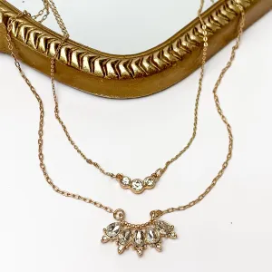 Dazzling Gold Tone Necklace With Clear Crystals