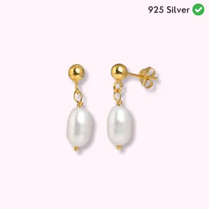 Elegant Pearl Drop Silver Earrings - From Purl