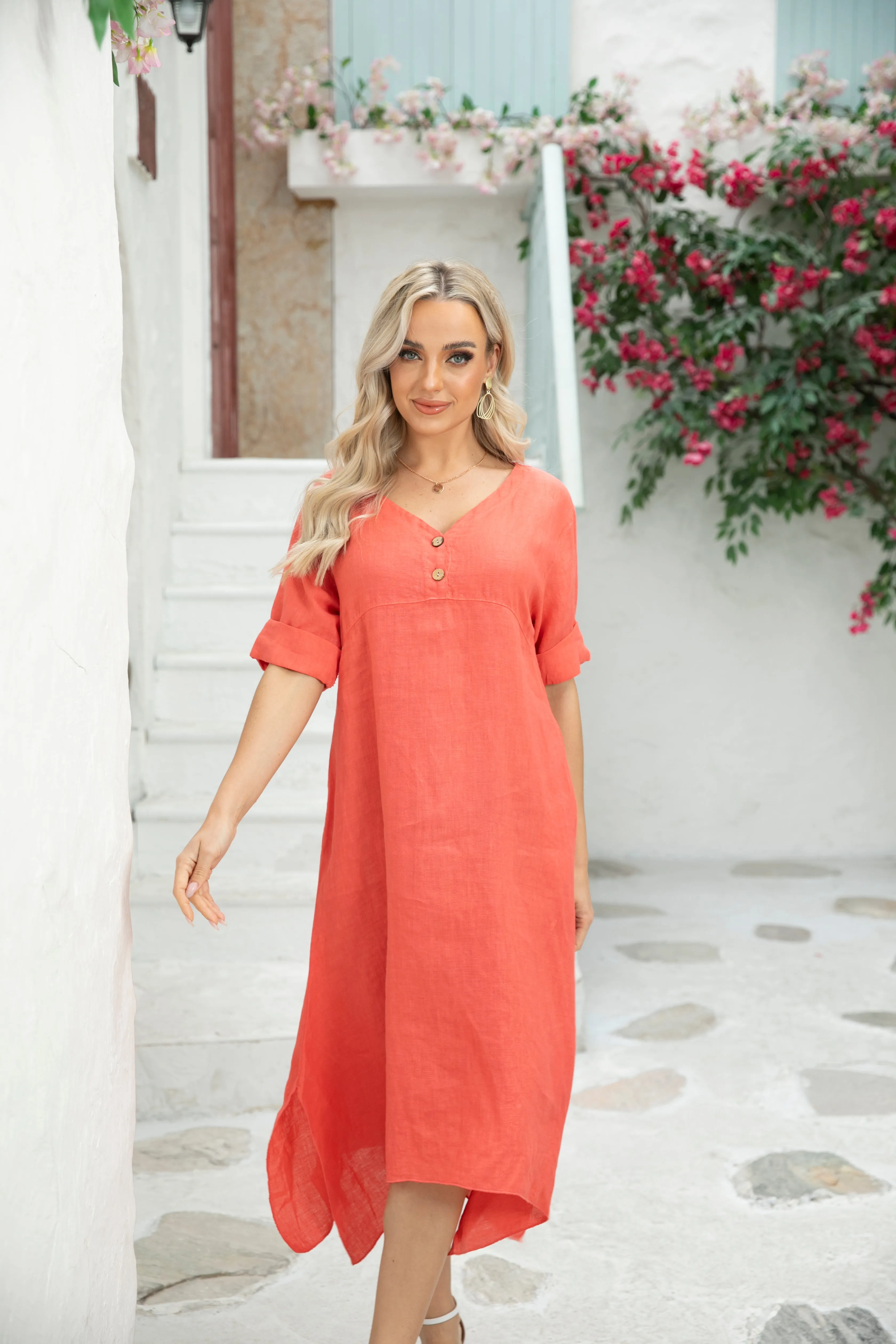 Empire Waist Linen Dress