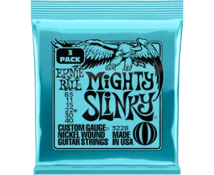 Ernie Ball 3228EB Mighty Slinky Electric Guitar Strings 8.5-40 3-Pack