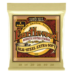 Ernie Ball Earthwood  80/20 Bronze Silk and Steel Ex Soft 10-50 (3 Set Pack)