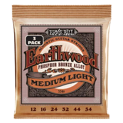 Ernie Ball Earthwood  Phosphor Bronze Medium/Light 12-54 (3 Set Pack)