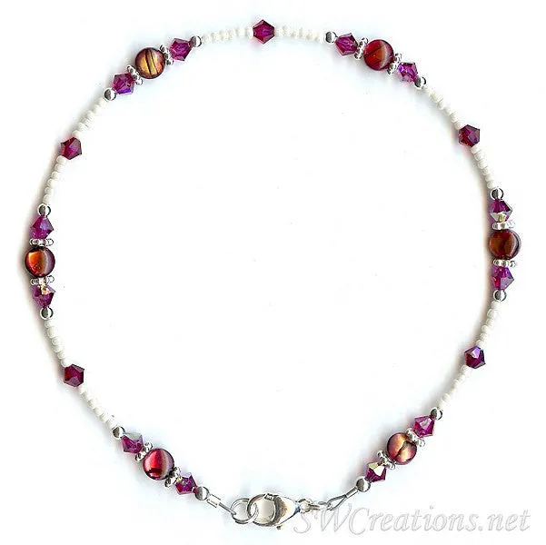 Fuchsia Crystal Abalone Shell Anklet