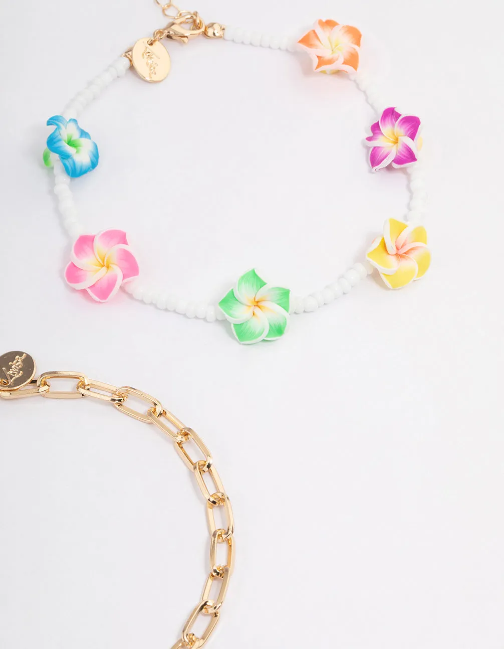 Gold Hibiscus Flower Chain Anklet