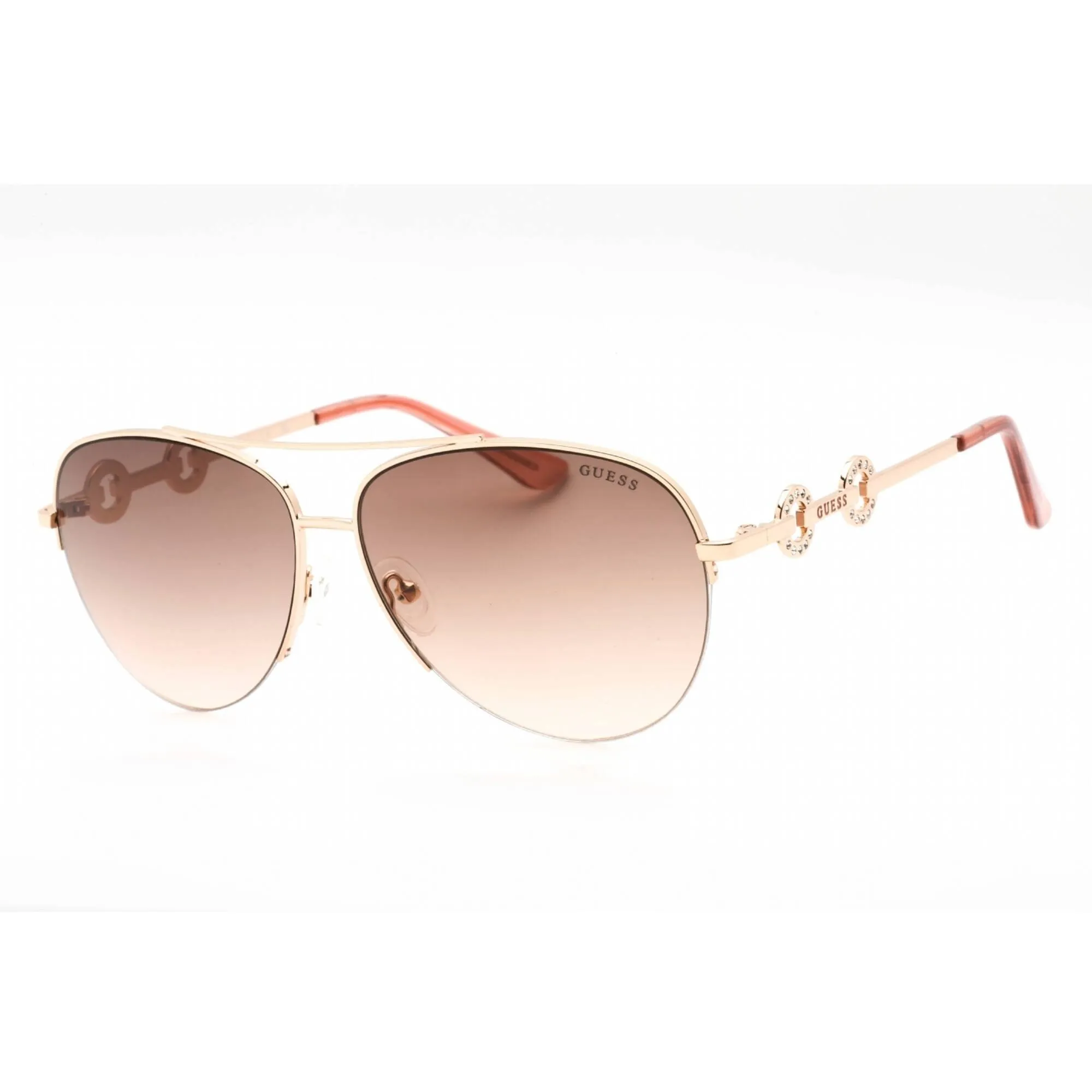 Guess Factory Men's Sunglasses - Full Rim Shiny Rose Gold Metal Aviator | GF6171 28F