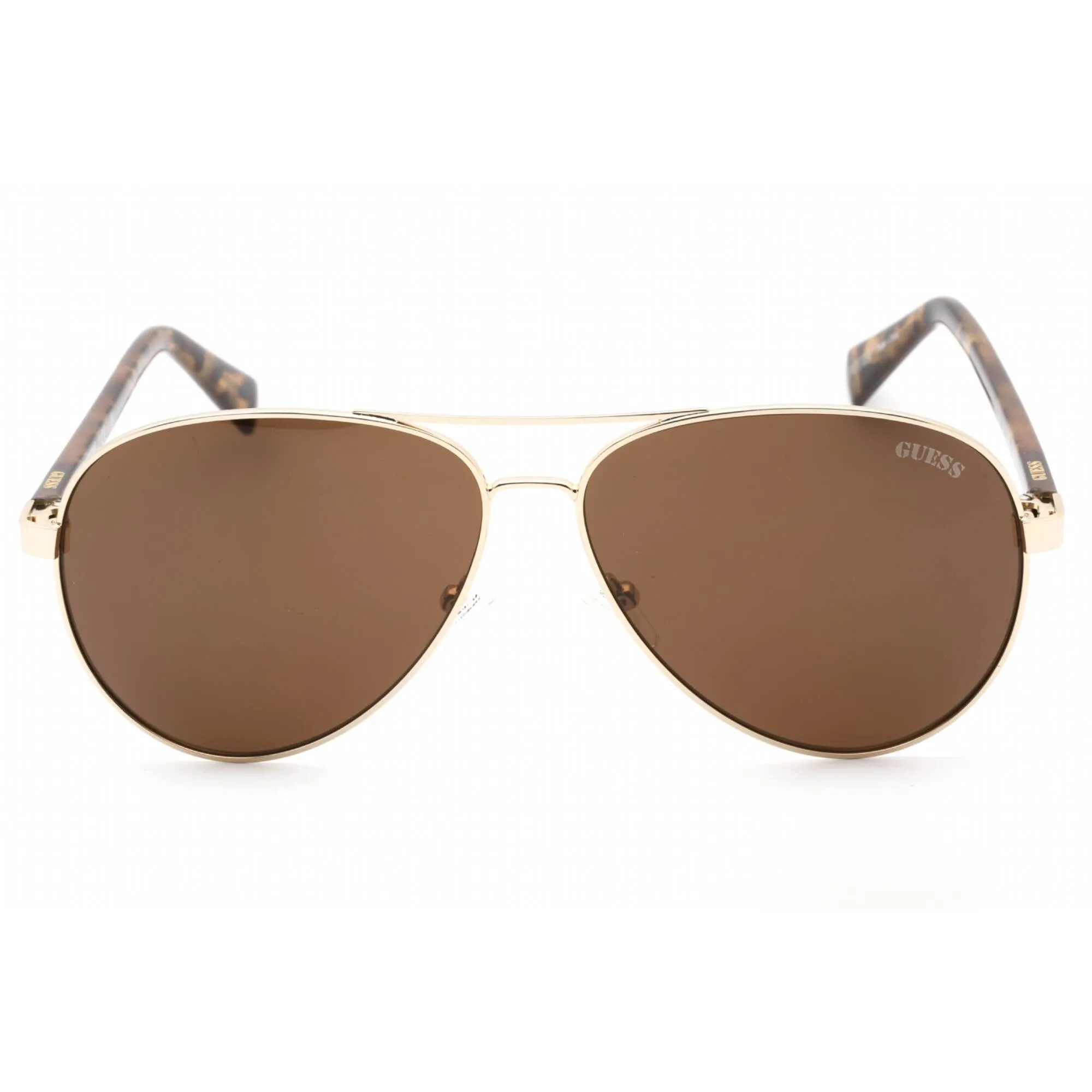 Guess Unisex Sunglasses - Gold Aviator Full Rim Metal Frame Brown Lens | GU8279 32E