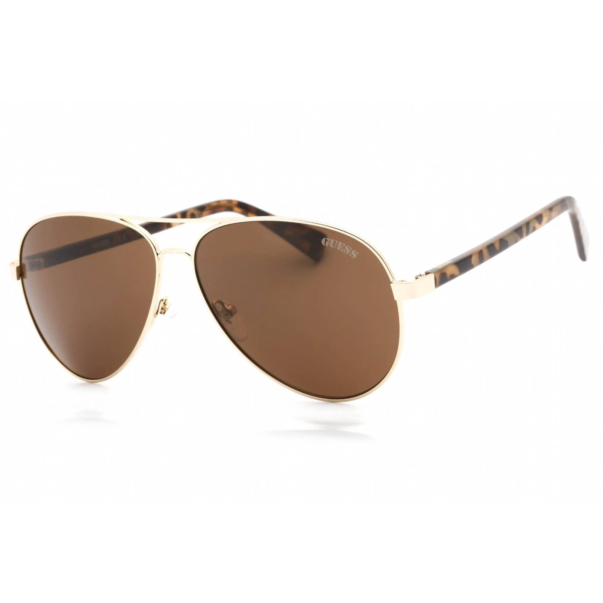 Guess Unisex Sunglasses - Gold Aviator Full Rim Metal Frame Brown Lens | GU8279 32E