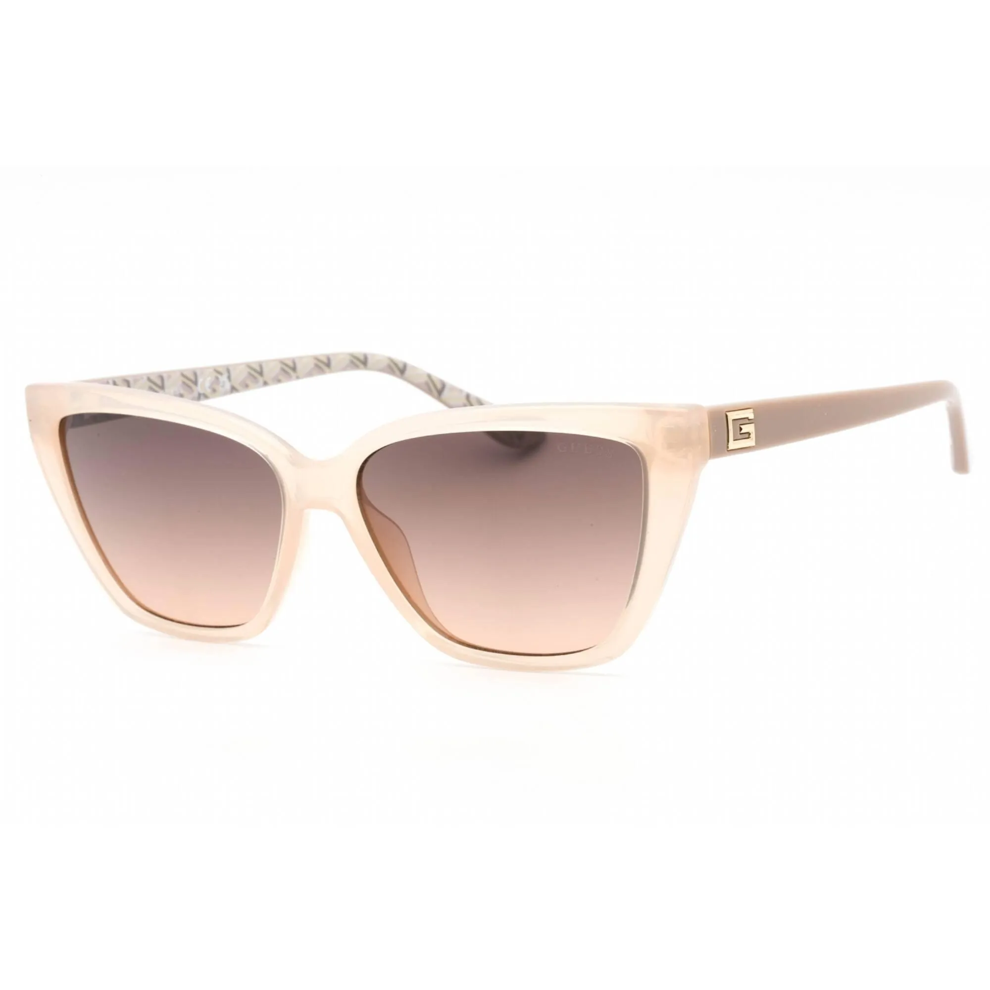 Guess Women's Sunglasses - Gradient Brown Lens Shiny Beige Cat Eye Frame | GU7919 57F