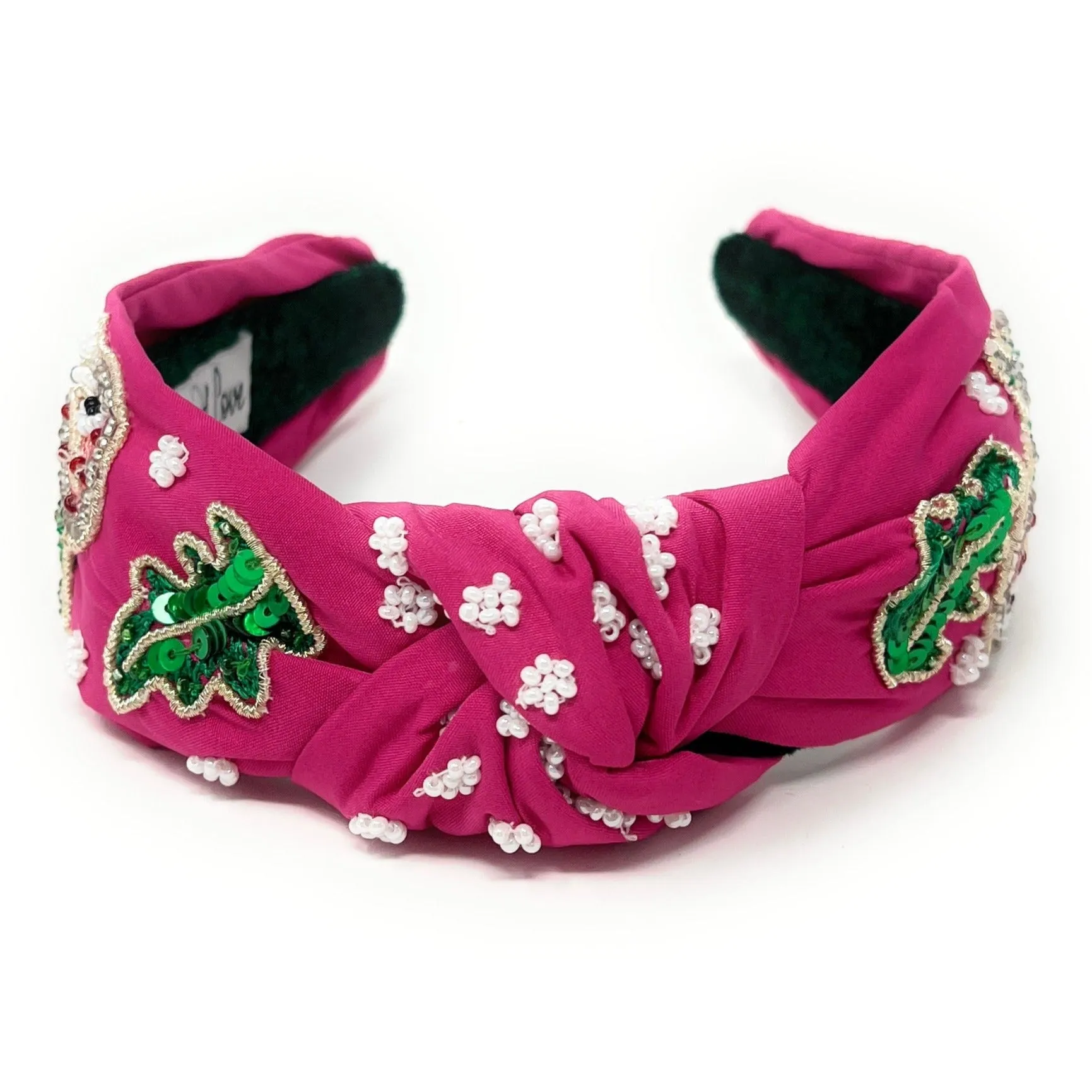 Hand Beaded Fuchsia Flamingo Knot Headband