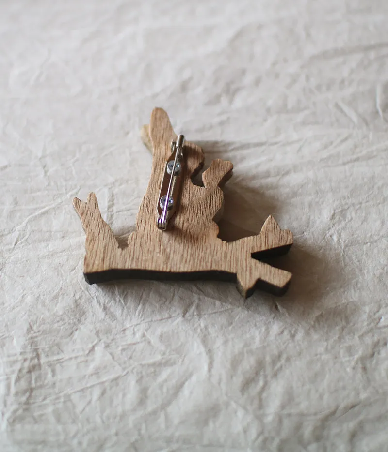 Hand-Carved Rabbit Brooch