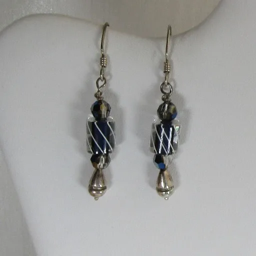 Handmade Navy Blue Artisan Bead Earrings