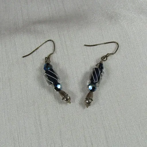 Handmade Navy Blue Artisan Bead Earrings