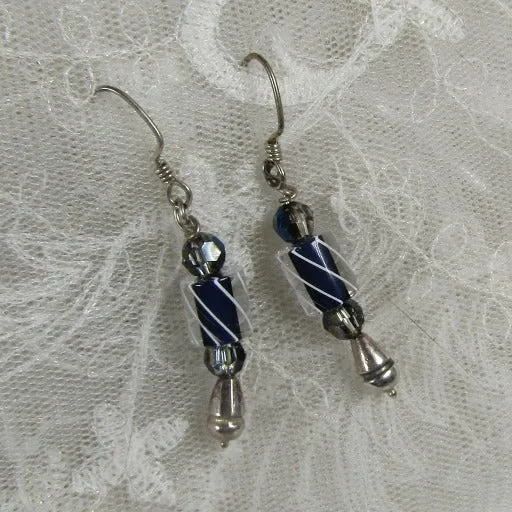 Handmade Navy Blue Artisan Bead Earrings