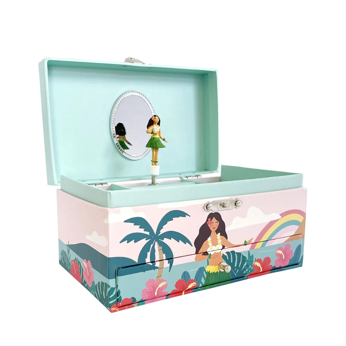 Hula Girl Music Box Large, Blue