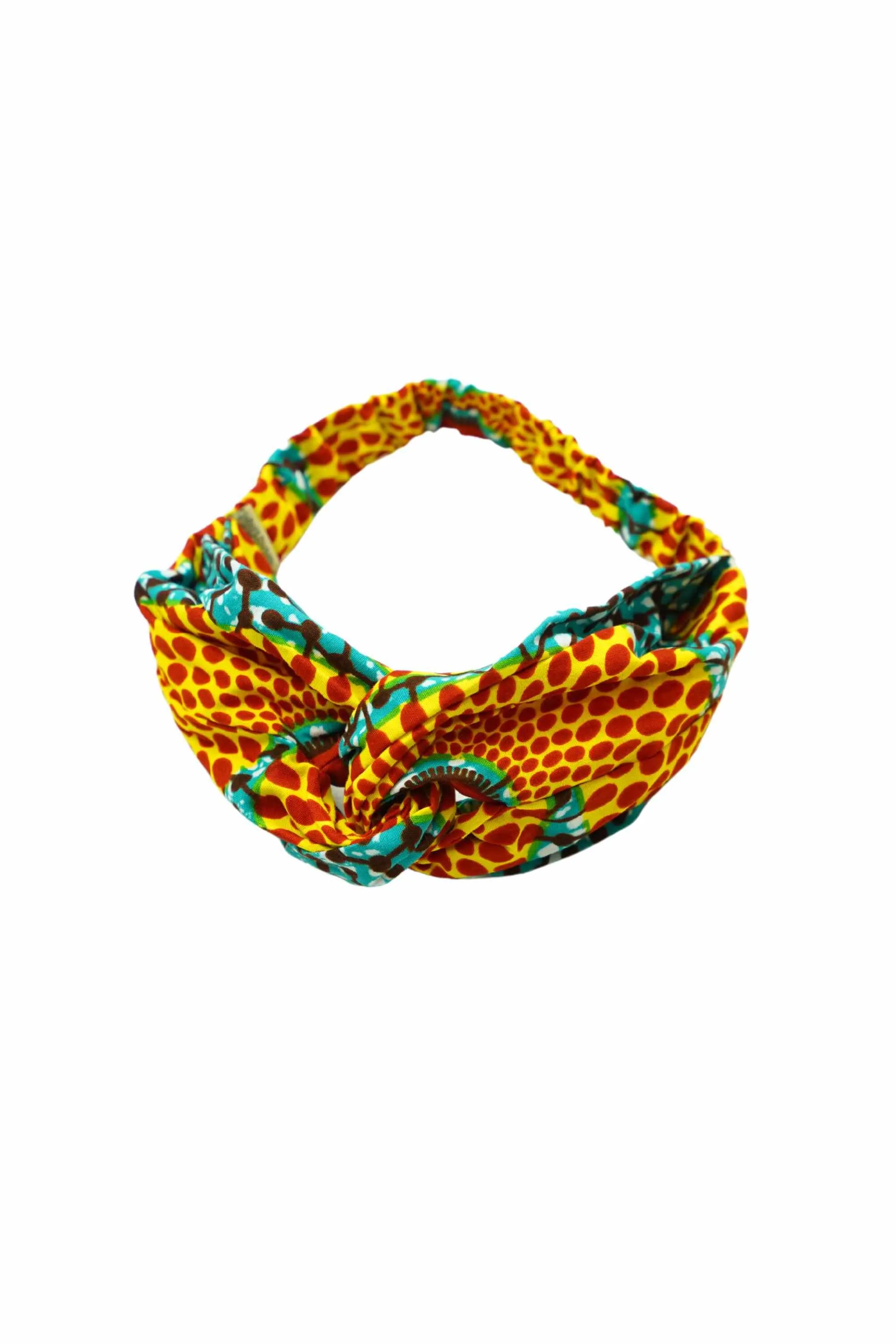 Imani Turban Headband Cyan and Orange African Ankara Wax Cotton Print