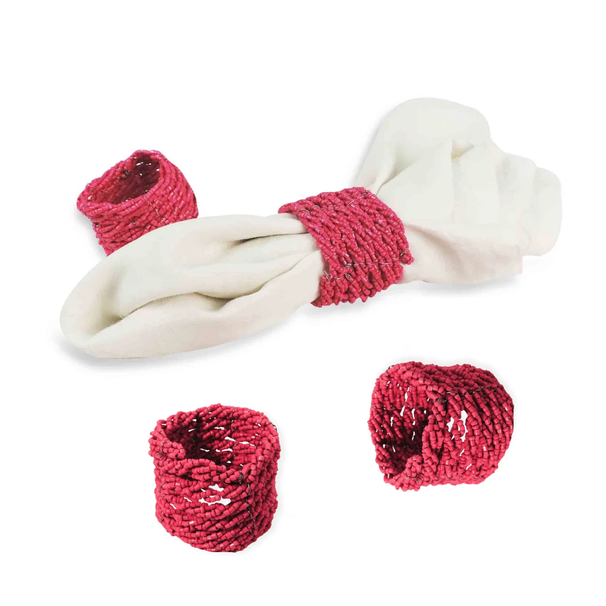 Jute Coil Napkin Ring in Pink, Set of 4