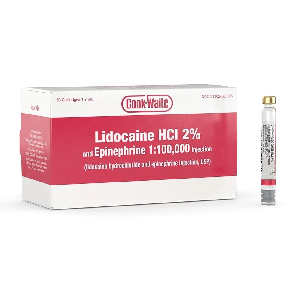 Lidocaine HCl 2% and Epinephrine Injection Cartridges, 50/Pkg