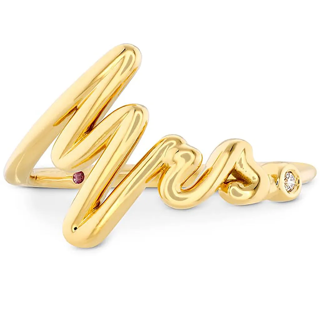 Love Code - Mrs Code Band 18K Yellow Gold (0.01 ctw)