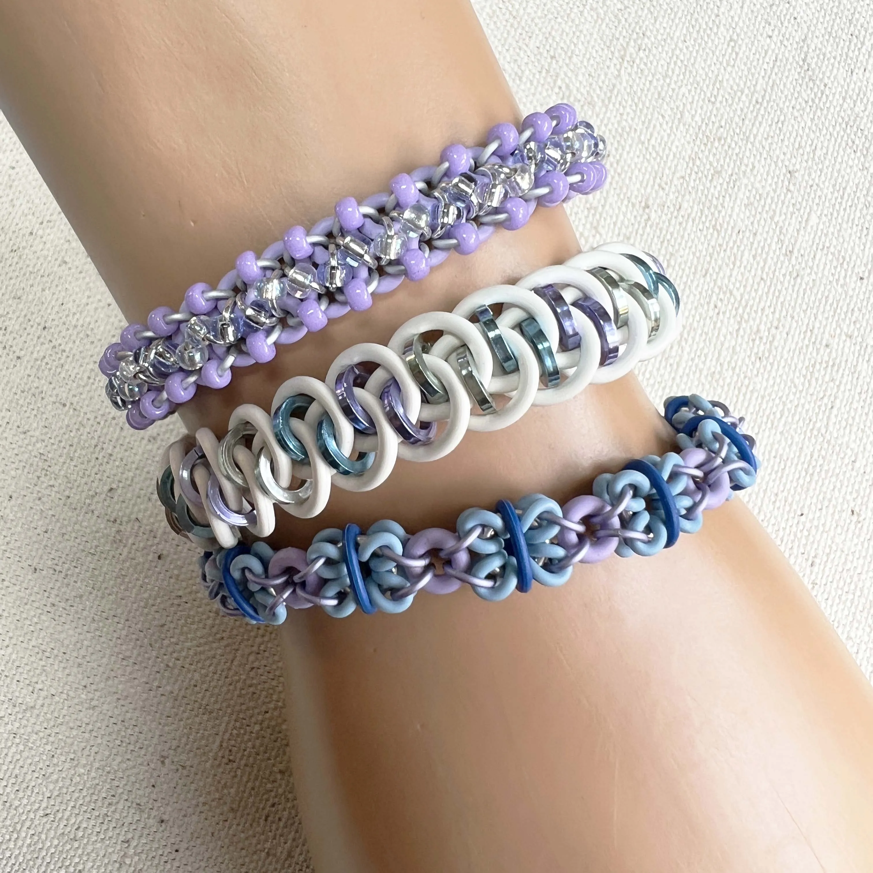 Mini Dimensional Butterfly Stretch Bracelet kit with FREE video - Blue and Purple