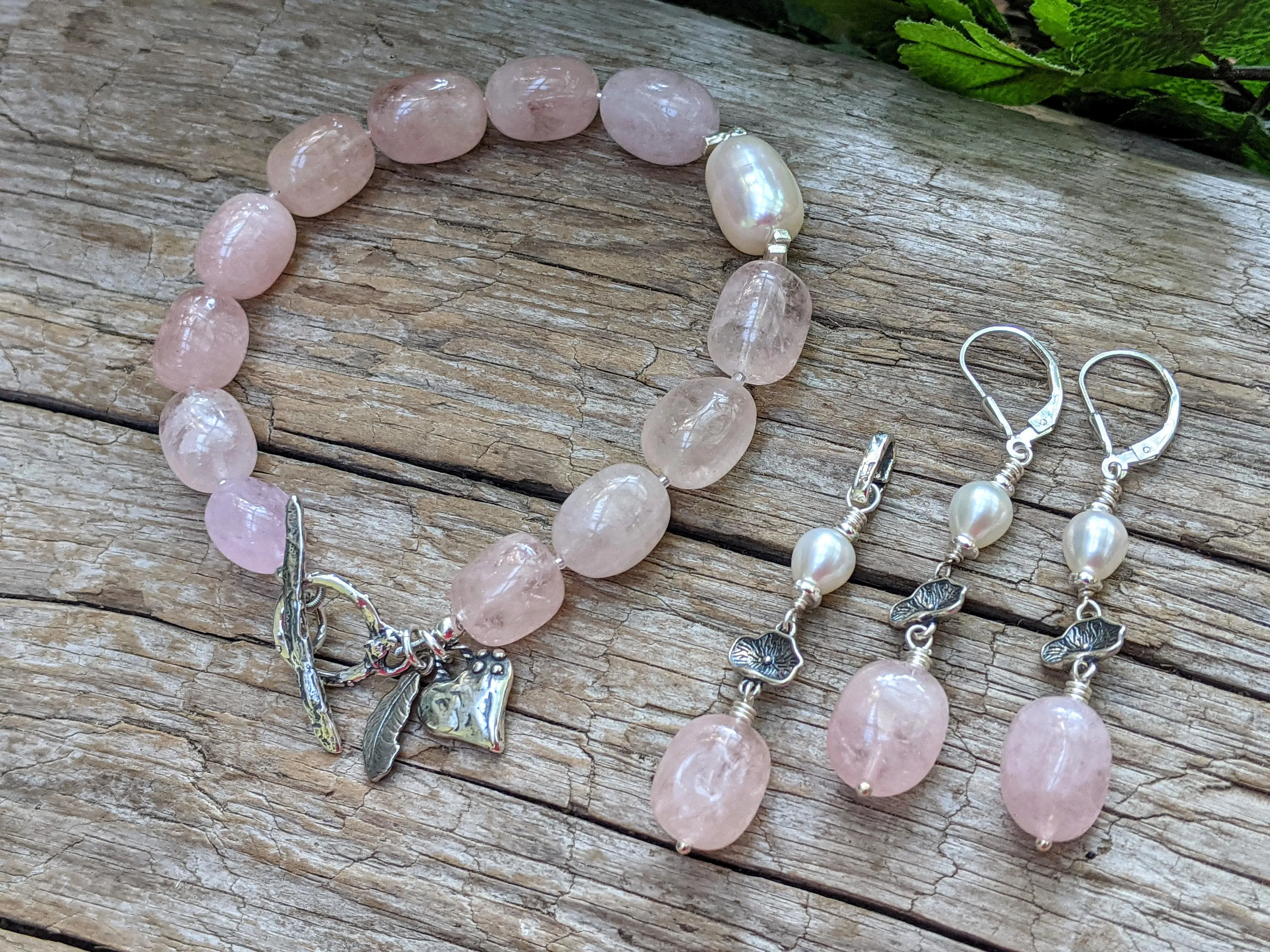 Morganite & Pearl Artisan Bracelet