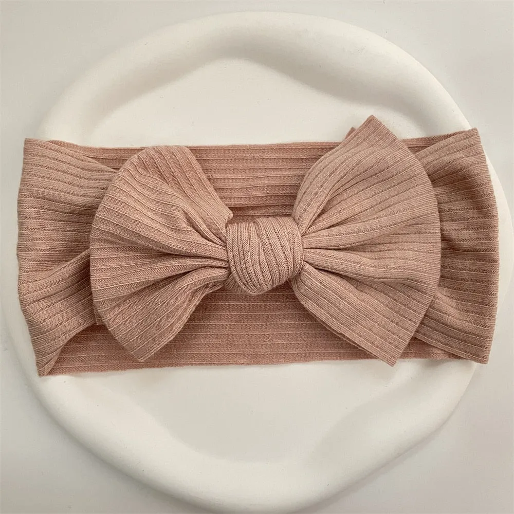 New Colors Knit Baby Headbands Rib Bow Elastic Soft