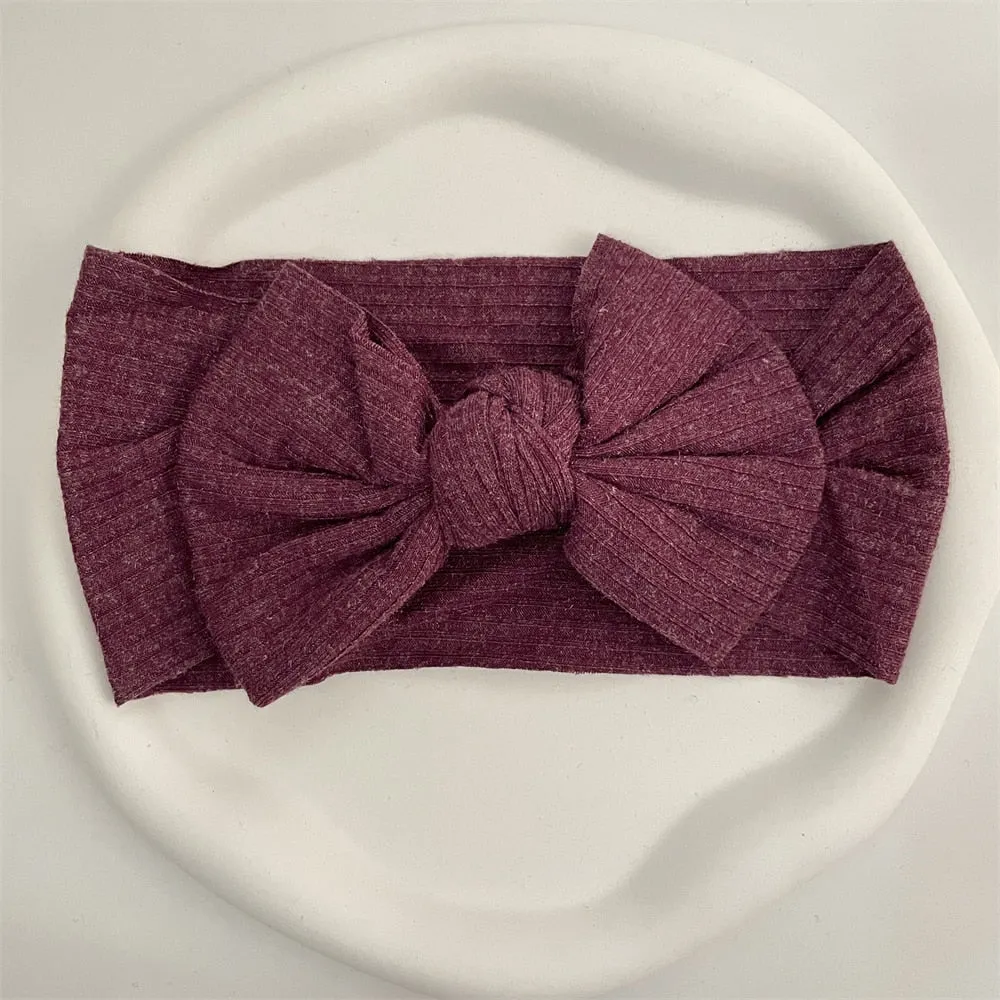 New Colors Knit Baby Headbands Rib Bow Elastic Soft