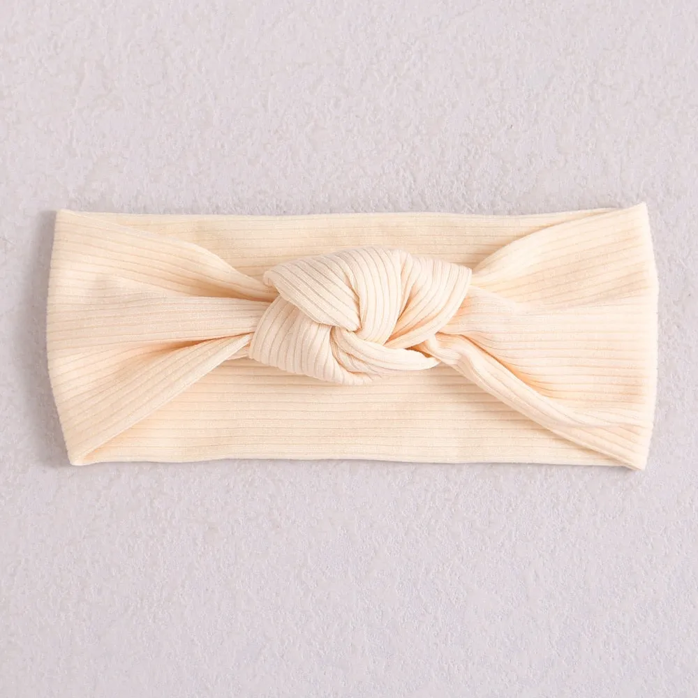 New Colors Knit Baby Headbands Rib Bow Elastic Soft