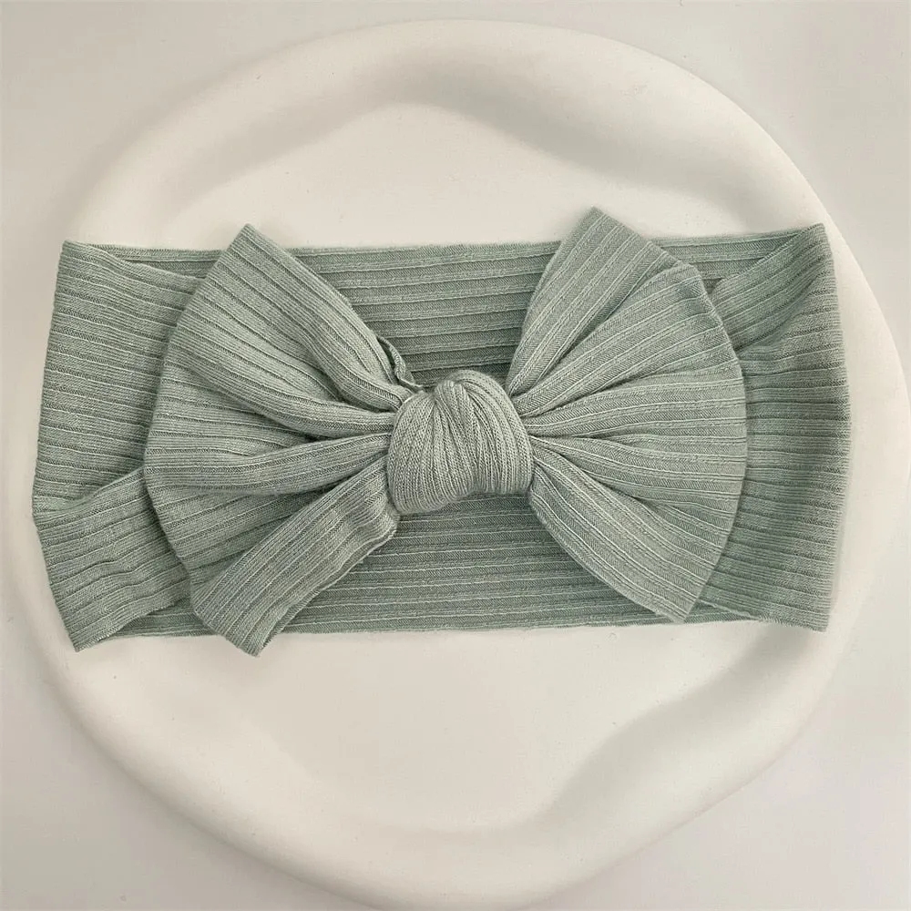 New Colors Knit Baby Headbands Rib Bow Elastic Soft