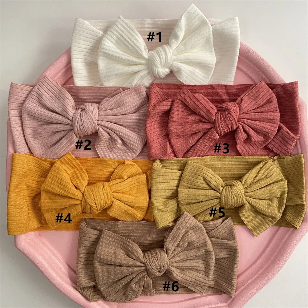 New Colors Knit Baby Headbands Rib Bow Elastic Soft