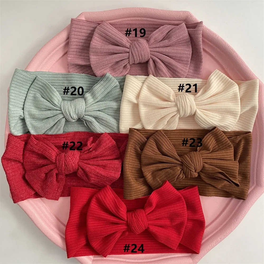 New Colors Knit Baby Headbands Rib Bow Elastic Soft