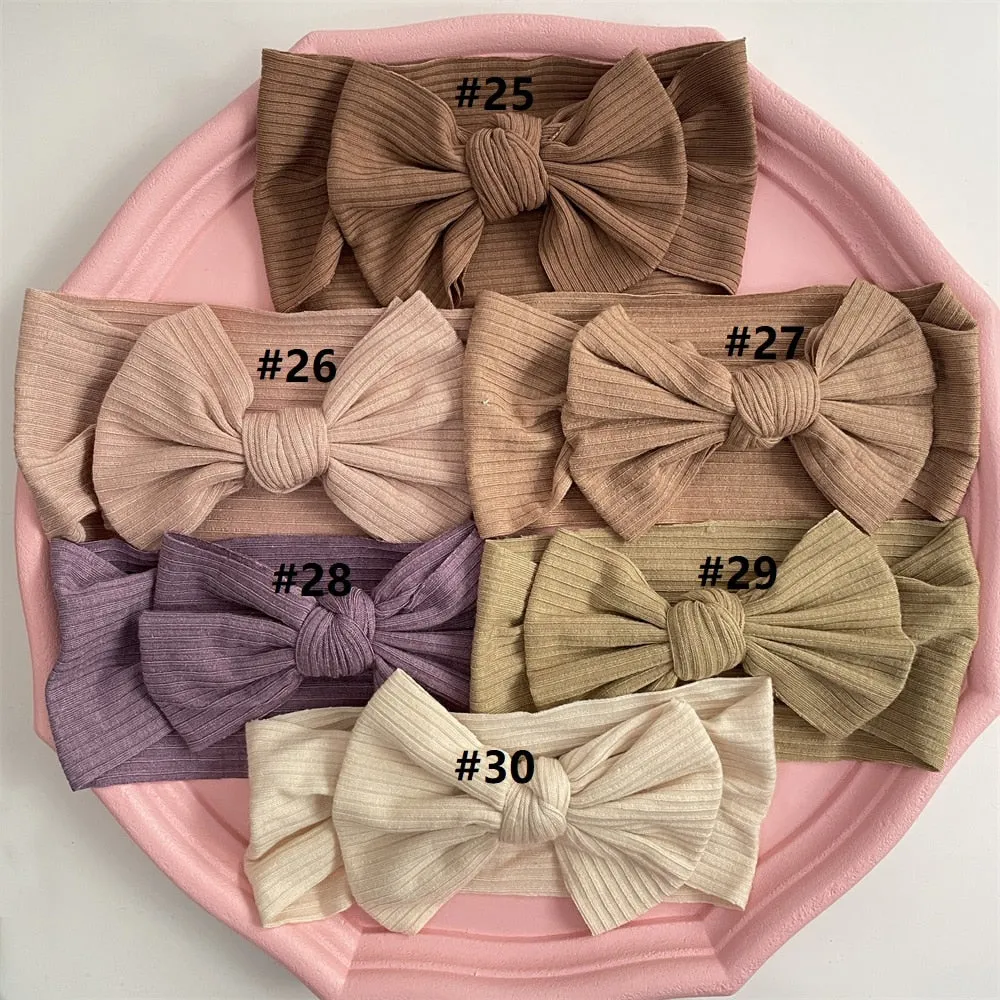 New Colors Knit Baby Headbands Rib Bow Elastic Soft