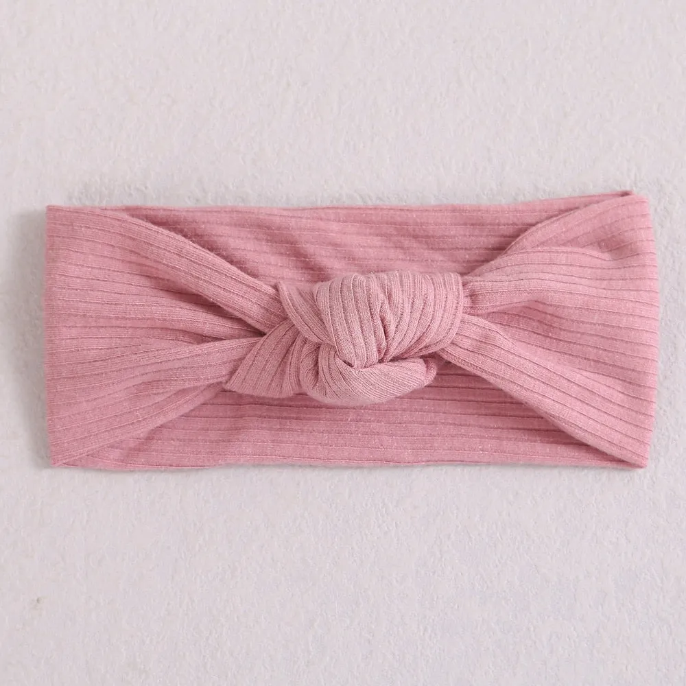 New Colors Knit Baby Headbands Rib Bow Elastic Soft