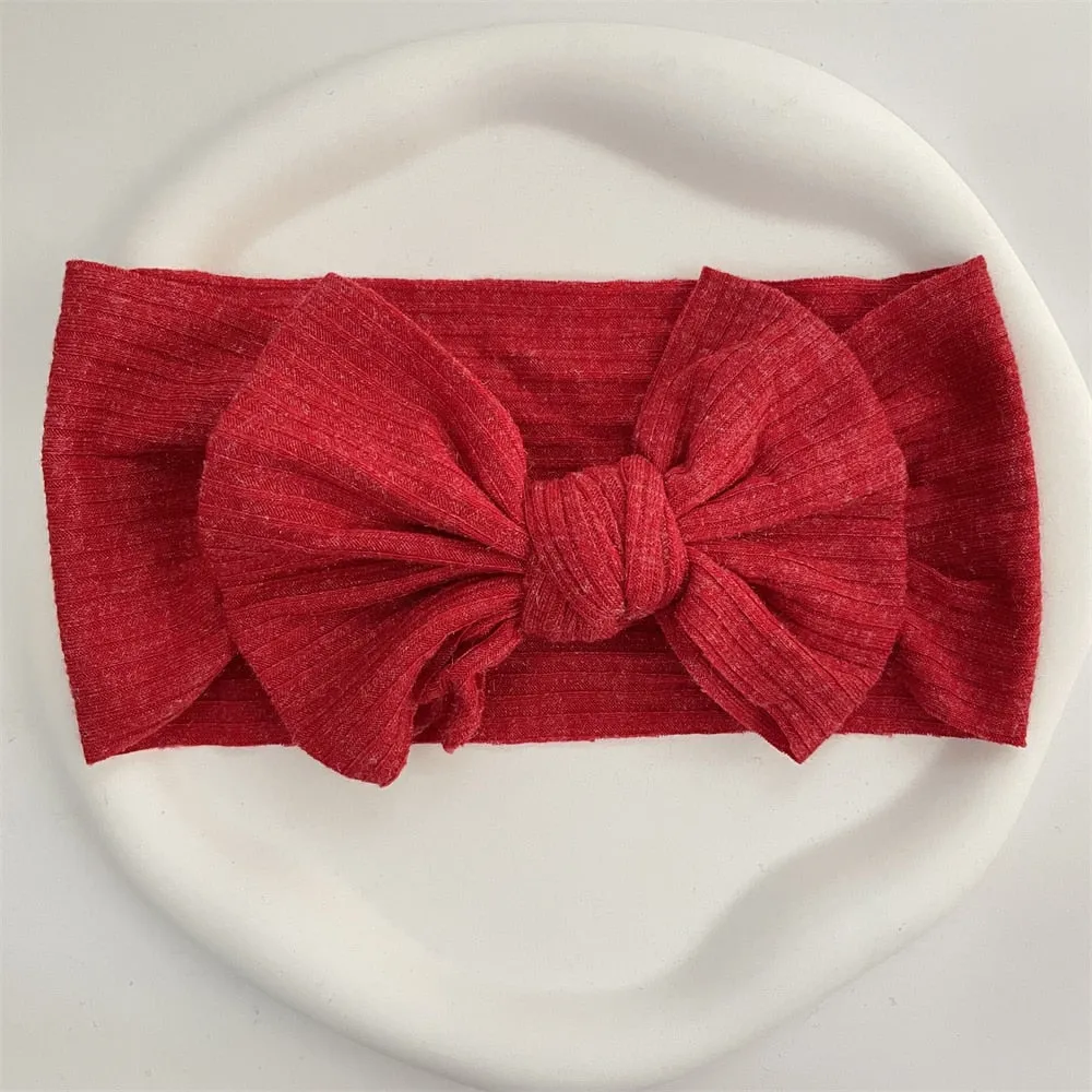 New Colors Knit Baby Headbands Rib Bow Elastic Soft