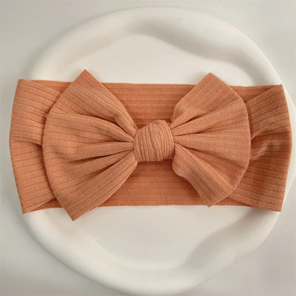 New Colors Knit Baby Headbands Rib Bow Elastic Soft