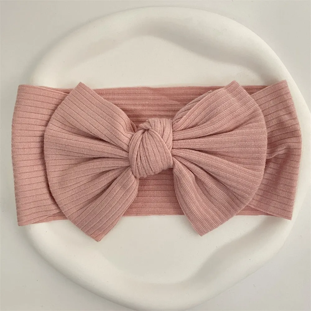 New Colors Knit Baby Headbands Rib Bow Elastic Soft