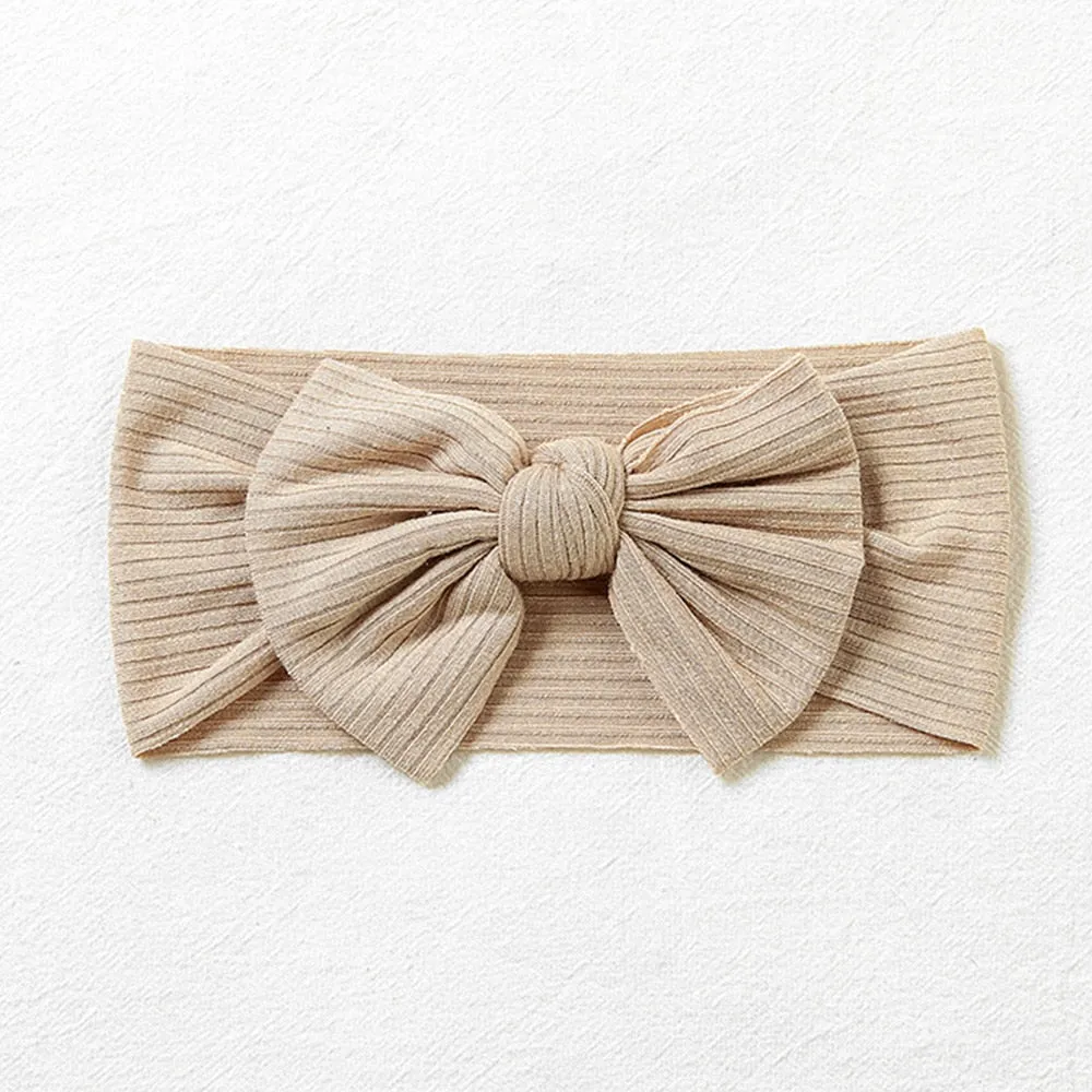 New Colors Knit Baby Headbands Rib Bow Elastic Soft