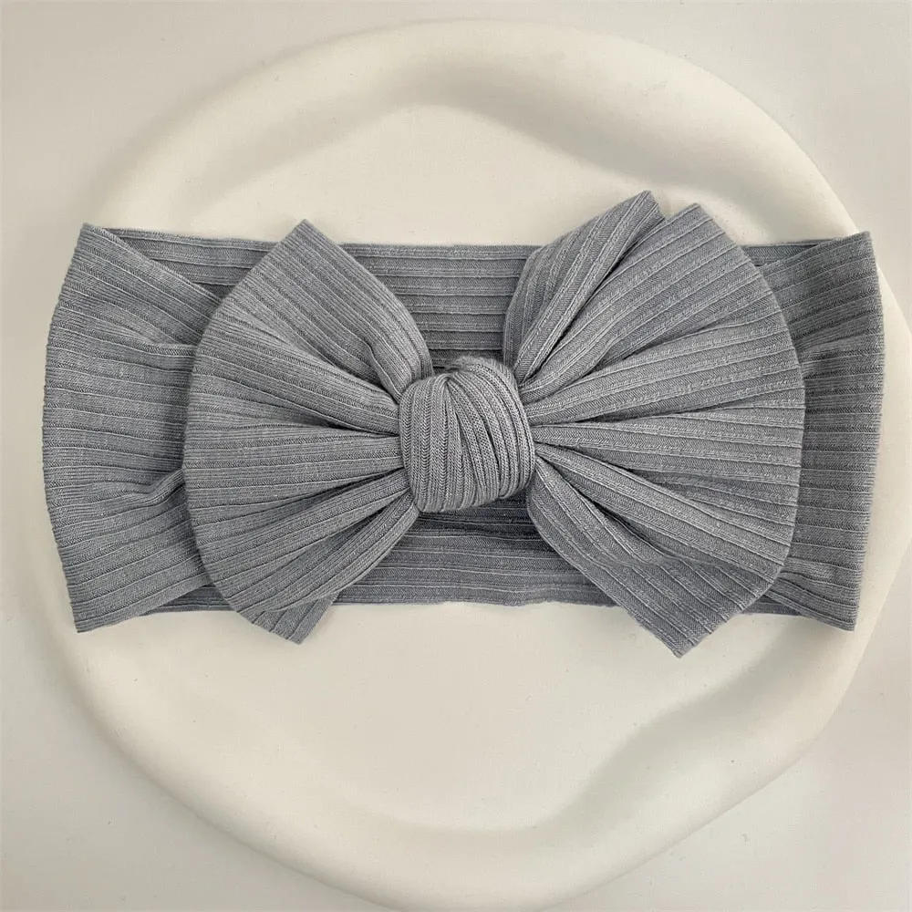 New Colors Knit Baby Headbands Rib Bow Elastic Soft