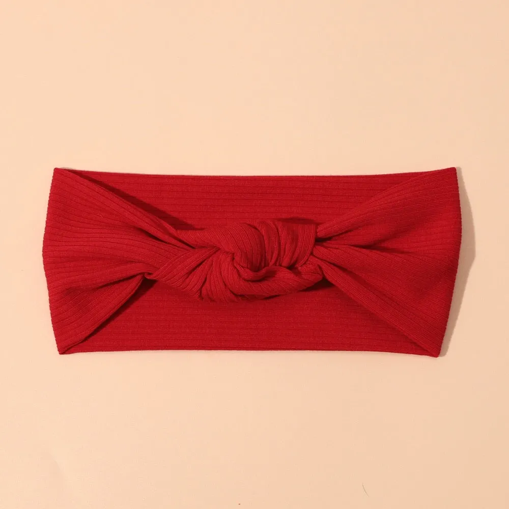 New Colors Knit Baby Headbands Rib Bow Elastic Soft