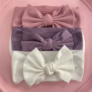 New Colors Knit Baby Headbands Rib Bow Elastic Soft