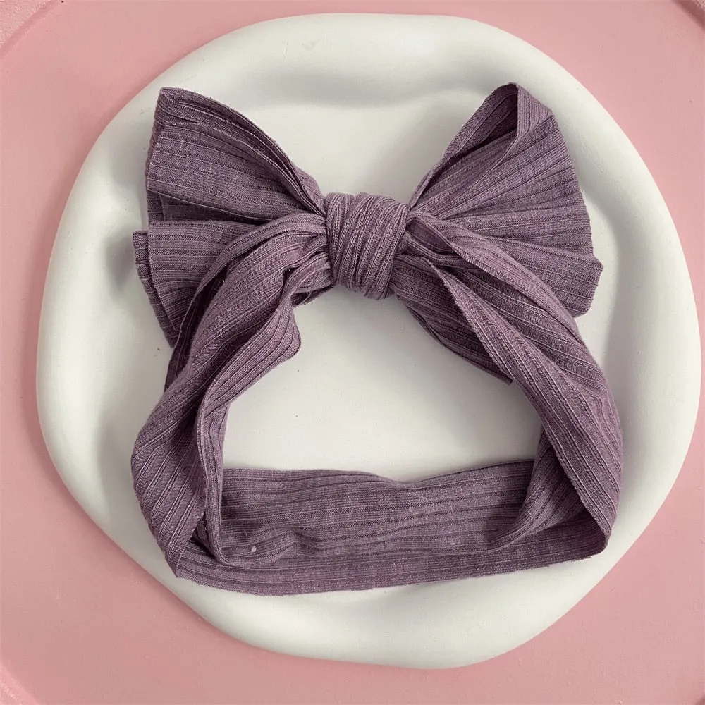 New Colors Knit Baby Headbands Rib Bow Elastic Soft