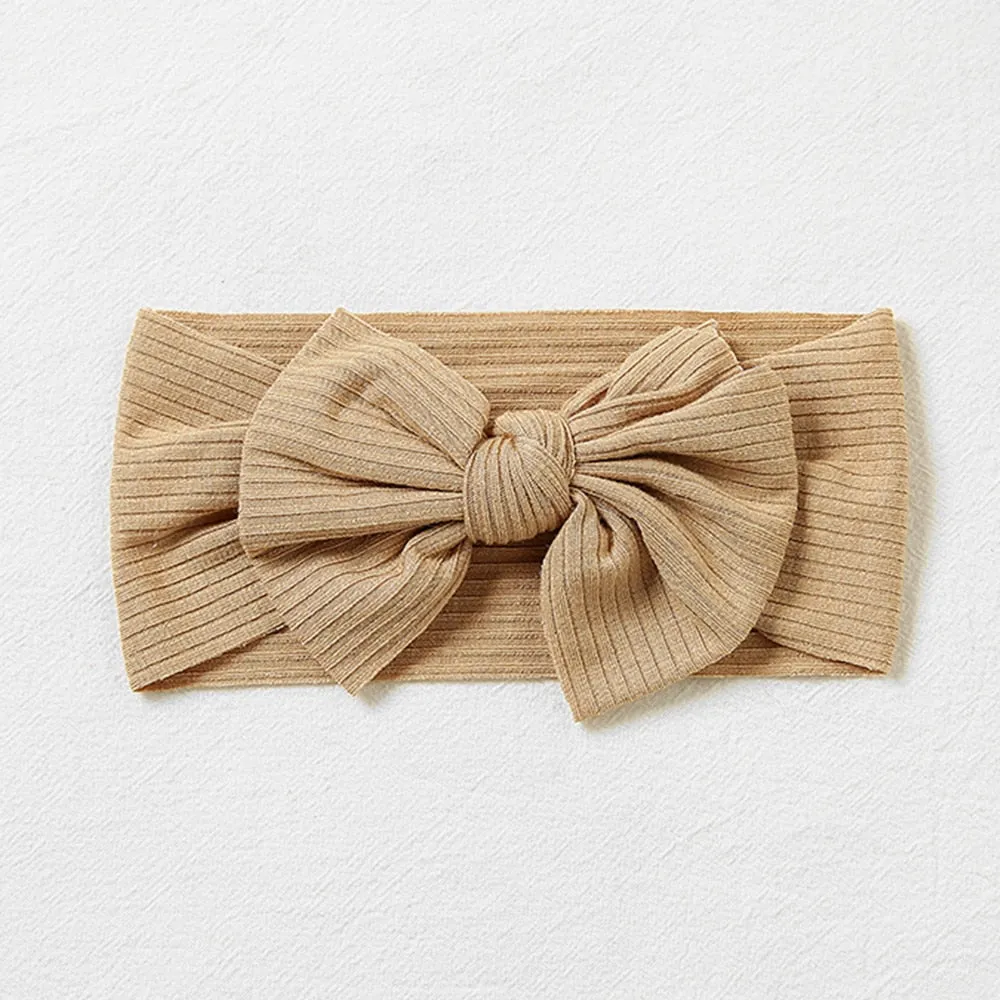 New Colors Knit Baby Headbands Rib Bow Elastic Soft