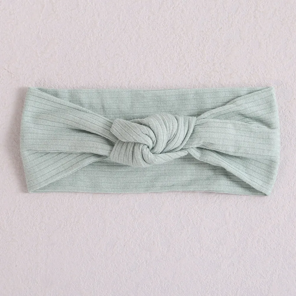 New Colors Knit Baby Headbands Rib Bow Elastic Soft