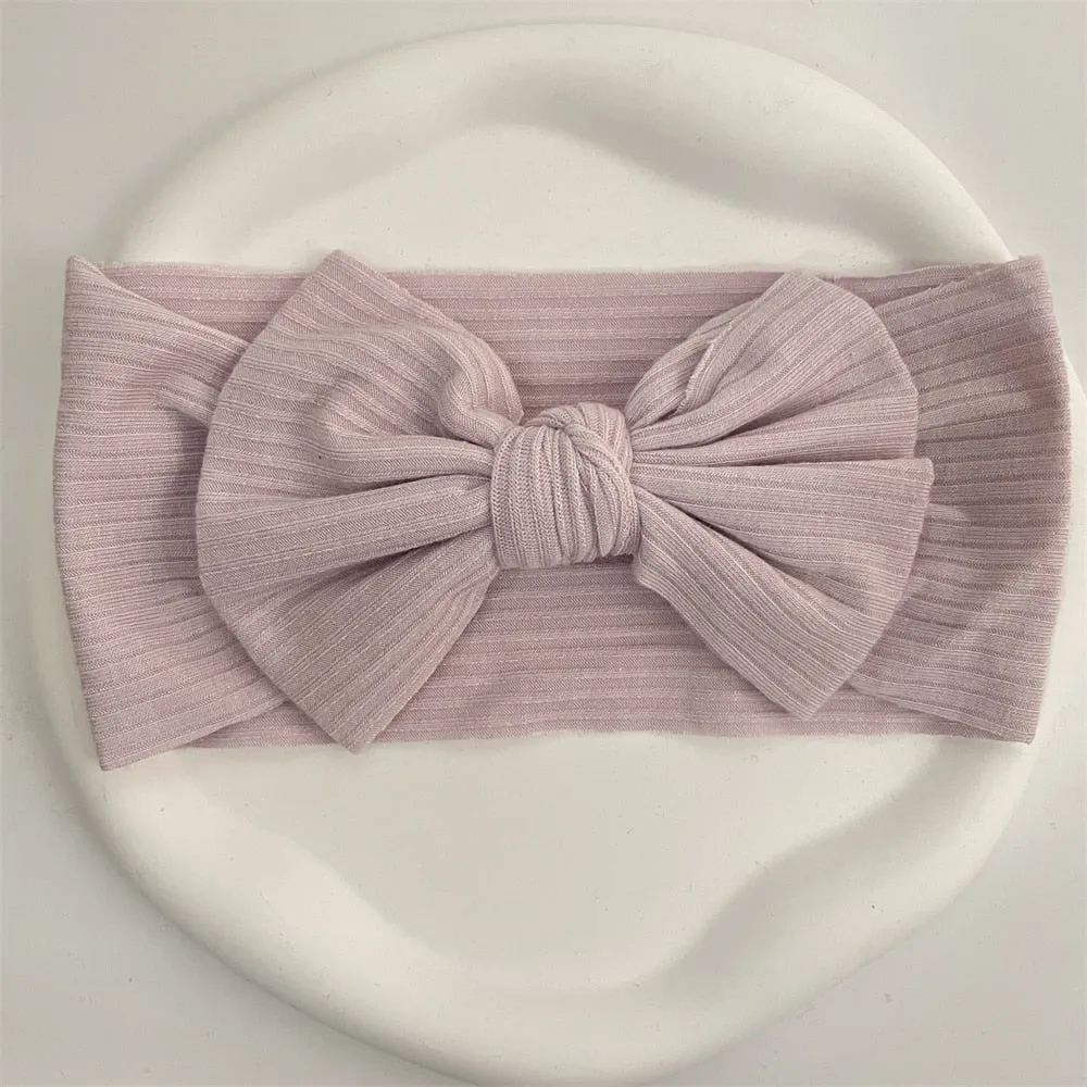 New Colors Knit Baby Headbands Rib Bow Elastic Soft