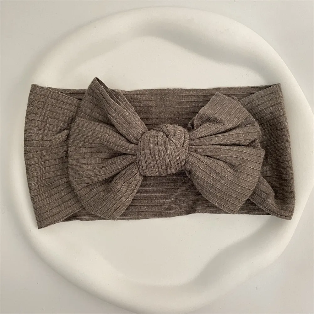 New Colors Knit Baby Headbands Rib Bow Elastic Soft