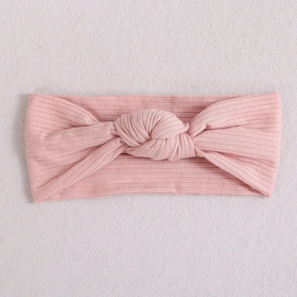 New Colors Knit Baby Headbands Rib Bow Elastic Soft