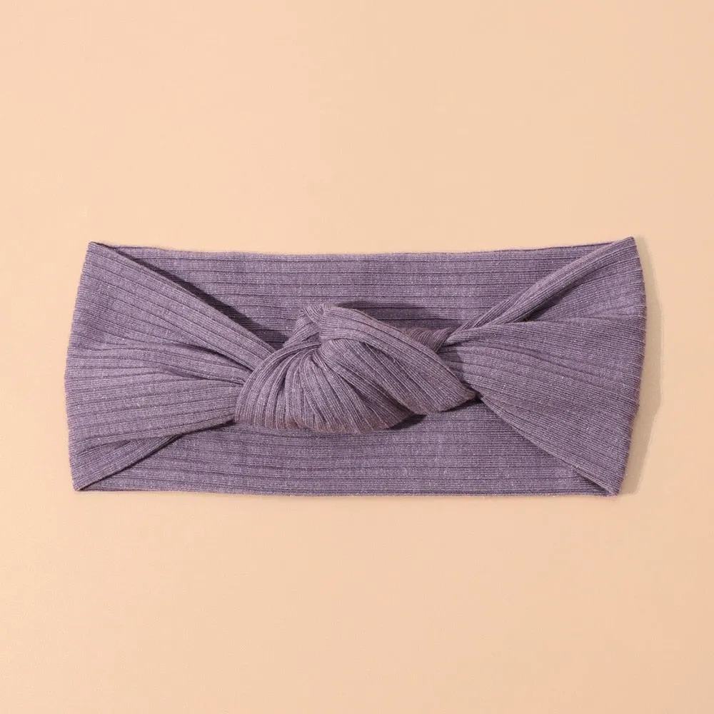 New Colors Knit Baby Headbands Rib Bow Elastic Soft