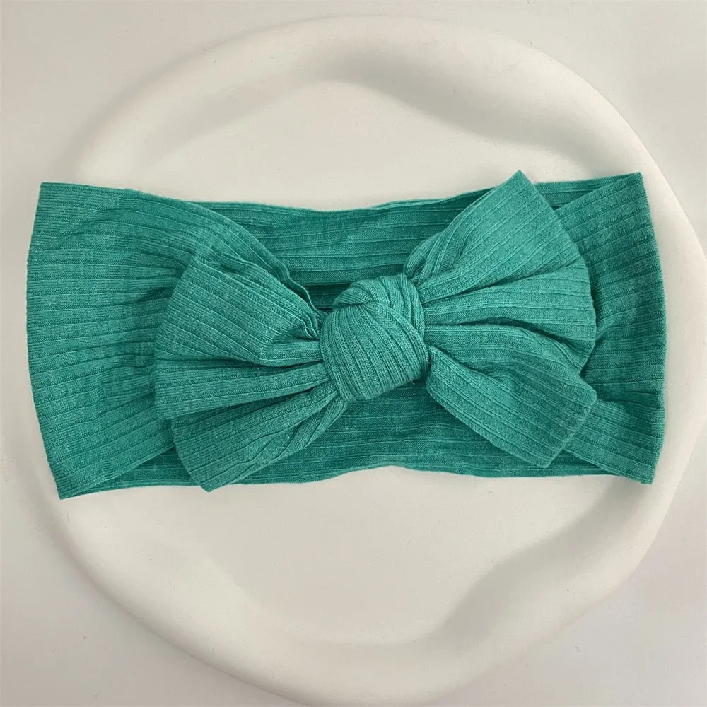 New Colors Knit Baby Headbands Rib Bow Elastic Soft